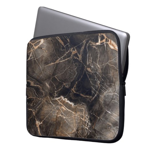 Dunkelbraune Marmorvene Laptopschutzhülle (Vorderseite Links)