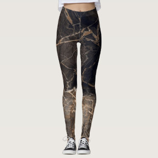 Dunkelbraune Marmorvene Leggings