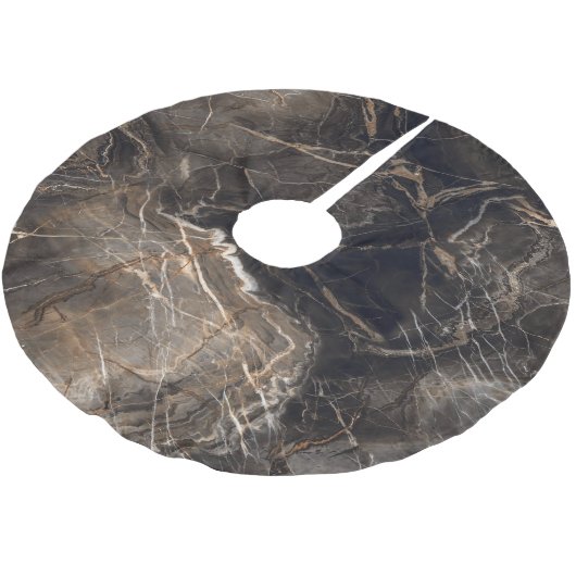 Dunkelbraune Marmorvene Polyester Weihnachtsbaumdecke (Schrägansicht)