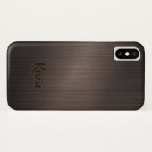 Dunkelbraune Metallische Hintergrundmonogramm Case-Mate iPhone Hülle (Rückseite (Horizontal))