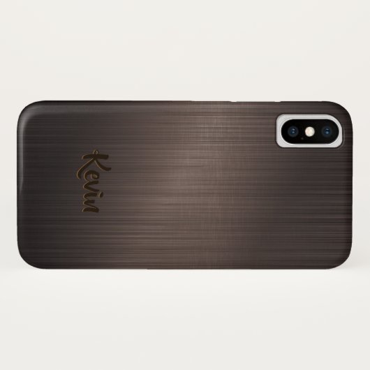 Dunkelbraune Metallische Hintergrundmonogramm Case-Mate iPhone Hülle (Rückseite (Horizontal))