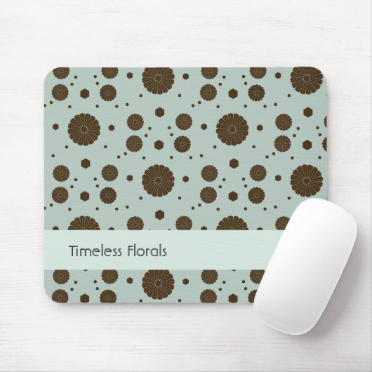 Dunkelbraune Mikro-Blumen in Salbeigrün Mousepad (Mit Mouse)