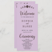 Dunkelbraune Mondphasen Lila Hochzeitsprogramm (Vorne/Hinten)