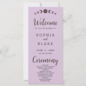 Dunkelbraune Mondphasen Lila Hochzeitsprogramm (Vorderseite)