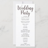 Dunkelbraune Mondphasen Weißes Hochzeitsprogramm (Rückseite)