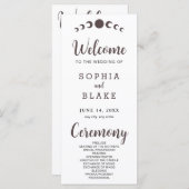 Dunkelbraune Mondphasen Weißes Hochzeitsprogramm (Vorne/Hinten)