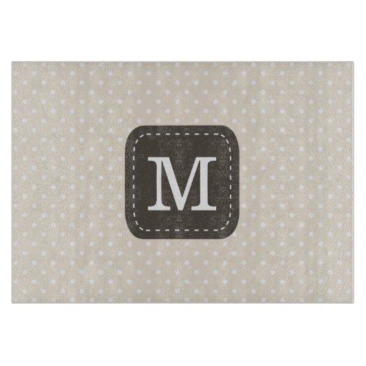 Dunkelbraune Monogramm auf Beige Hintergrund Schneidebrett (Vorderseite)