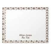 Dunkelbraune Muster braune natürliche Blume Notizblock (Vorderseite)