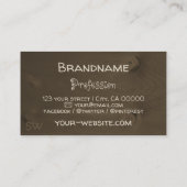 Dunkelbraune Naturholzplatten Baumrinde Monogramm Visitenkarte (Rückseite)