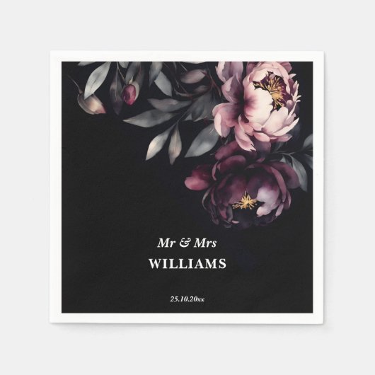 Dunkelbraune, noir, elegante bordeauxfarbene Pfann Serviette (Vorderseite)