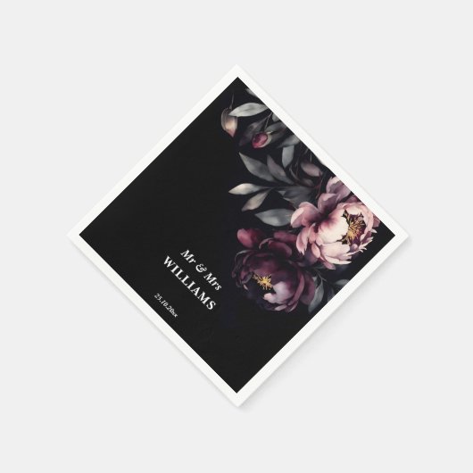 Dunkelbraune, noir, elegante bordeauxfarbene Pfann Serviette (Ecke)