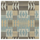 Dunkelbraune Taupe Beige Meeresfrüchte Grün Ethnic Stoff (Nahaufnahme)