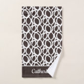 Dunkelbraune und Abstrakte Muster Individuelle Nam Badhandtuch Set (Handtuch)