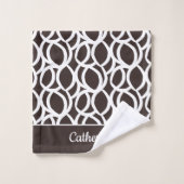 Dunkelbraune und Abstrakte Muster Individuelle Nam Badhandtuch Set (Waschlappen)