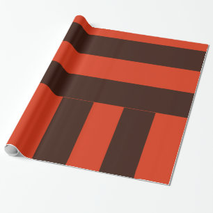 Dunkelbraune und dunkelorange Streifen Geschenkpapier