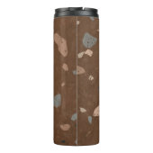 Dunkelbraune und erdfarbene Tones Terrazzo Muster  Thermosbecher (Rückseite)