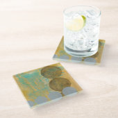 Dunkelbraune und graue Kreise mit Zahlen Glasuntersetzer (Schrägansicht)