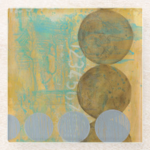 Dunkelbraune und graue Kreise mit Zahlen Glasuntersetzer