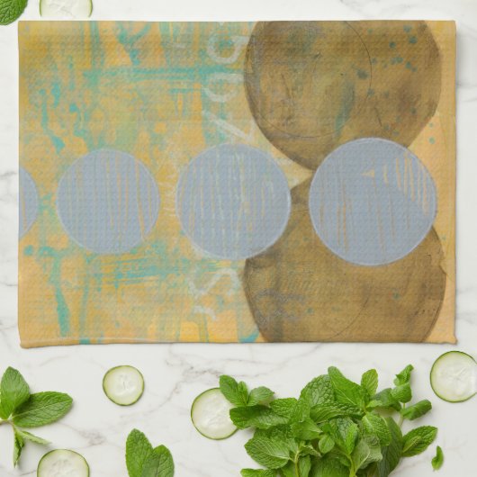 Dunkelbraune und graue Kreise mit Zahlen Handtuch (Gefaltet)