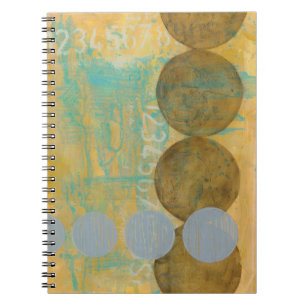 Dunkelbraune und graue Kreise mit Zahlen Notizblock