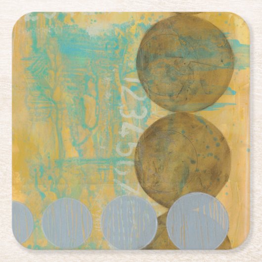 Dunkelbraune und graue Kreise mit Zahlen Rechteckiger Pappuntersetzer (Vorderseite)