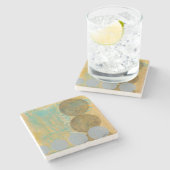 Dunkelbraune und graue Kreise mit Zahlen Steinuntersetzer (Seitenansicht)