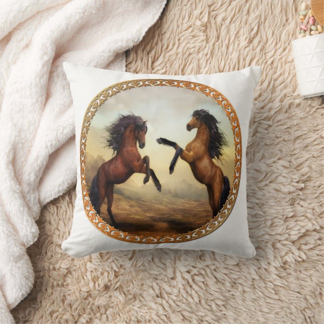 Dunkelbraune und hellbraune Friesen Kissen (Decke)