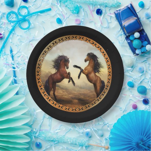 Dunkelbraune und hellbraune Friesen Pappteller (Party)