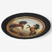 Dunkelbraune und hellbraune Friesen Pappteller (Schrägansicht)