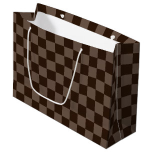 Dunkelbraune und ruhige Checkerboard Große Geschenktüte
