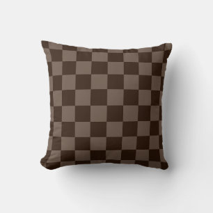 Dunkelbraune und ruhige Checkerboard Kissen