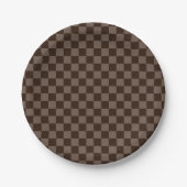 Dunkelbraune und ruhige Checkerboard Pappteller (Vorderseite)
