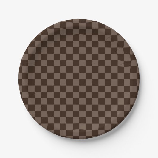 Dunkelbraune und ruhige Checkerboard Pappteller (Vorderseite)