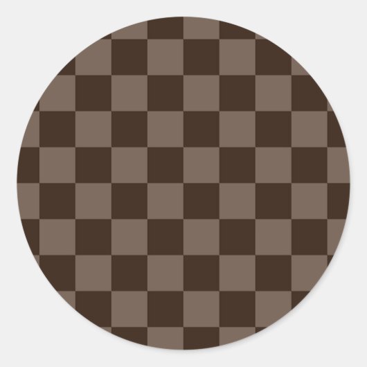 Dunkelbraune und ruhige Checkerboard Runder Aufkleber (Vorderseite)