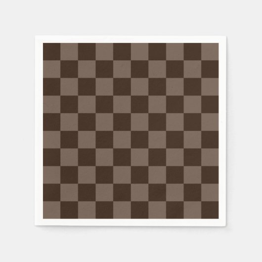 Dunkelbraune und ruhige Checkerboard Serviette (Vorderseite)