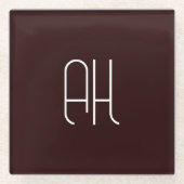 Dunkelbraune und weiße benutzerdefinierte Initiale Glasuntersetzer (Vorderseite)