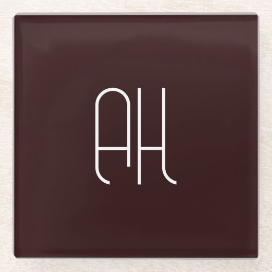 Dunkelbraune und weiße benutzerdefinierte Initiale Glasuntersetzer (Vorderseite)