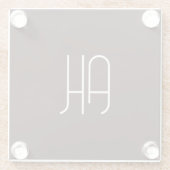 Dunkelbraune und weiße benutzerdefinierte Initiale Glasuntersetzer (Rückseite)