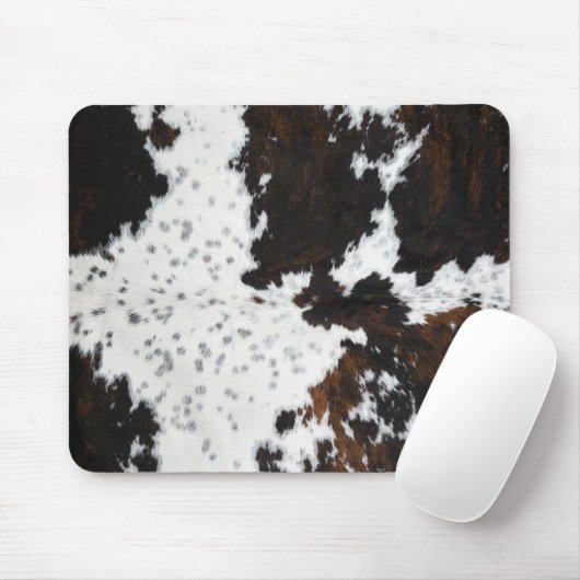 Dunkelbraune und weiße Gepunktete Cowhide-Maus-Pad Mousepad (Mit Mouse)
