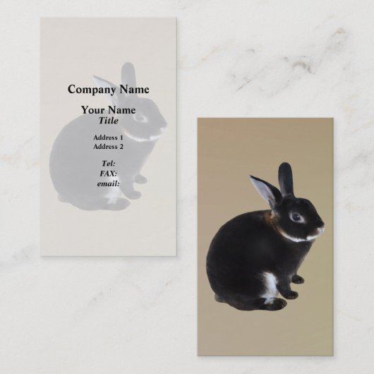 Dunkelbraune und weiße Mini-Rex-Kaninchen Visitenkarte (Vorne/Hinten)