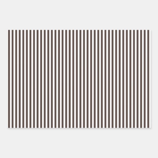 Dunkelbraune und weiße Streifen Geschenkpapier Set (Vorderseite)