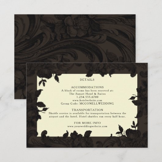 Dunkelbraune verzierte Blumenzettel (Vorne/Hinten)