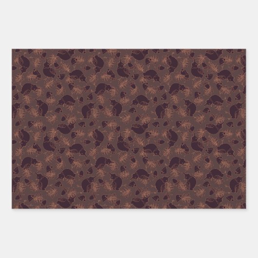 Dunkelbraune Weihnachtsfarben auf Geschenkpapier Set (Vorderseite)