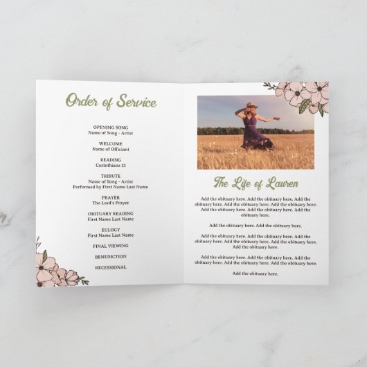 Dunkelbrauner Blumenbogen-Foto feiert Leben Programm (Innenseite)