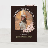 Dunkelbrauner Blumenbogen-Foto feiert Leben Programm (Vorderseite)