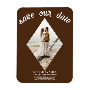 Dunkelbrauner Diamant Foto Hochzeit Termin merken Magnet