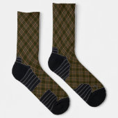 Dunkelbrauner Karierter Muster Tartan Geländerter Socken (Rechts)