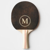 Dunkelbrauner Monazit Stein Monogramm Tischtennis Schläger (Vorderseite)