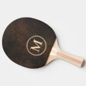 Dunkelbrauner Monazit Stein Monogramm Tischtennis Schläger (Seitenansicht)