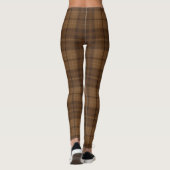 Dunkelbrauner Tartan Kariertes Muster Leggings (Rückseite)